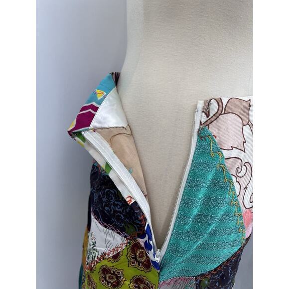 Vintage 60s 70s Crazy Quilt Coat & Skirt Set Folk Art Groovy Retro Hippie Medium - Picture 10 of 16